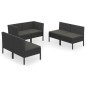 vidaXL Set Divani da Giardino 6 pz con Cuscini in Polyrattan Nero vidaXL Set Divani da Giardino 6 pz con Cuscini in Polyrattan Nero