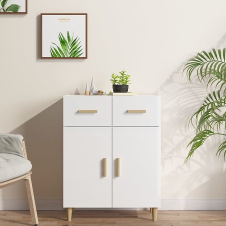 vidaXL Credenza 69,5x34x89 cm in Legno Multistrato Bianco Lucido