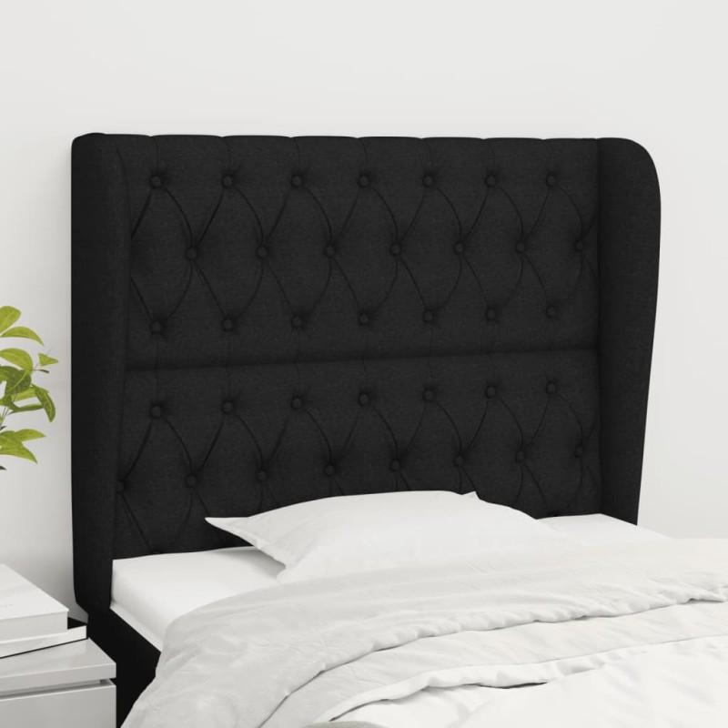 vidaXL Testiera ad Orecchio Nera 103x23x118/128 cm in Tessuto vidaXL Testiera ad Orecchio Nera 103x23x118/128 cm in Tessuto