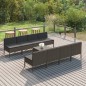 vidaXL Set Divani da Giardino 9 pz con Cuscini in Polyrattan Grigio vidaXL Set Divani da Giardino 9 pz con Cuscini in Polyrattan Grigio