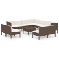 vidaXL Set Divani da Giardino 12 pz con Cuscini in Polyrattan Marrone vidaXL Set Divani da Giardino 12 pz con Cuscini in Polyrattan Marrone