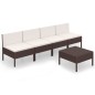 vidaXL Set Divani da Giardino 5 pz con Cuscini in Polyrattan Marrone vidaXL Set Divani da Giardino 5 pz con Cuscini in Polyrattan Marrone