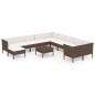 vidaXL Set Divani da Giardino 12 pz con Cuscini in Polyrattan Marrone vidaXL Set Divani da Giardino 12 pz con Cuscini in Polyrattan Marrone