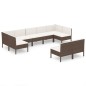 vidaXL Set Divani da Giardino 9 pz con Cuscini in Polyrattan Marrone vidaXL Set Divani da Giardino 9 pz con Cuscini in Polyrattan Marrone