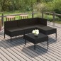 vidaXL Set Divani da Giardino 5 pz con Cuscini in Polyrattan Nero