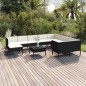 vidaXL Set Divani da Giardino 11 pz con Cuscini in Polyrattan Nero vidaXL Set Divani da Giardino 11 pz con Cuscini in Polyrattan Nero