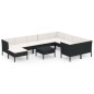 vidaXL Set Divani da Giardino 11 pz con Cuscini in Polyrattan Nero vidaXL Set Divani da Giardino 11 pz con Cuscini in Polyrattan Nero