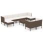 vidaXL Set Divani da Giardino 10 pz con Cuscini in Polyrattan Marrone vidaXL Set Divani da Giardino 10 pz con Cuscini in Polyrattan Marrone