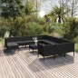 vidaXL Set Divani da Giardino 13 pz con Cuscini in Polyrattan Nero vidaXL Set Divani da Giardino 13 pz con Cuscini in Polyrattan Nero