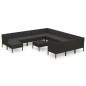 vidaXL Set Divani da Giardino 13 pz con Cuscini in Polyrattan Nero vidaXL Set Divani da Giardino 13 pz con Cuscini in Polyrattan Nero