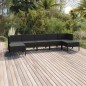 vidaXL Set Divani da Giardino 7 pz con Cuscini in Polyrattan Nero vidaXL Set Divani da Giardino 7 pz con Cuscini in Polyrattan Nero