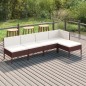 vidaXL Set Divani da Giardino 5 pz con Cuscini in Polyrattan Marrone vidaXL Set Divani da Giardino 5 pz con Cuscini in Polyrattan Marrone