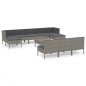 vidaXL Set Divani da Giardino 11 pz con Cuscini in Polyrattan Grigio vidaXL Set Divani da Giardino 11 pz con Cuscini in Polyrattan Grigio