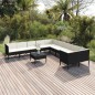 vidaXL Set Divani da Giardino 11 pz con Cuscini in Polyrattan Nero vidaXL Set Divani da Giardino 11 pz con Cuscini in Polyrattan Nero