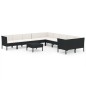 vidaXL Set Divani da Giardino 11 pz con Cuscini in Polyrattan Nero vidaXL Set Divani da Giardino 11 pz con Cuscini in Polyrattan Nero