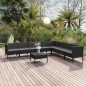 vidaXL Set Divani da Giardino 9 pz con Cuscini in Polyrattan Nero vidaXL Set Divani da Giardino 9 pz con Cuscini in Polyrattan Nero