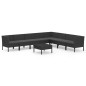 vidaXL Set Divani da Giardino 9 pz con Cuscini in Polyrattan Nero vidaXL Set Divani da Giardino 9 pz con Cuscini in Polyrattan Nero