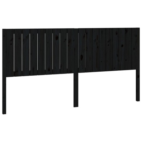 Testiera per Letto Nera 185,5x4x100cm in Legno Massello di Pino
