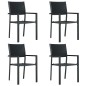 Sedie da Giardino 4 pz Nere in Plastica Stile Rattan Sedie da Giardino 4 pz Nere in Plastica Stile Rattan