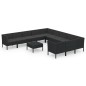 vidaXL Set Divani da Giardino 12 pz con Cuscini in Polyrattan Nero vidaXL Set Divani da Giardino 12 pz con Cuscini in Polyrattan Nero