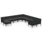 vidaXL Set Divani da Giardino 11 pz con Cuscini in Polyrattan Nero