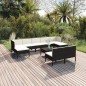 vidaXL Set Divani da Giardino 10 pz con Cuscini in Polyrattan Nero vidaXL Set Divani da Giardino 10 pz con Cuscini in Polyrattan Nero