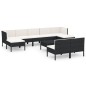 vidaXL Set Divani da Giardino 10 pz con Cuscini in Polyrattan Nero vidaXL Set Divani da Giardino 10 pz con Cuscini in Polyrattan Nero