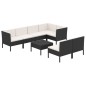 vidaXL Set Divani da Giardino 8 pz con Cuscini in Polyrattan Nero vidaXL Set Divani da Giardino 8 pz con Cuscini in Polyrattan Nero