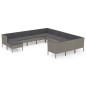 vidaXL Set Divani da Giardino 12 pz con Cuscini in Polyrattan Grigio vidaXL Set Divani da Giardino 12 pz con Cuscini in Polyrattan Grigio