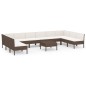 vidaXL Set Divani da Giardino 11 pz con Cuscini in Polyrattan Marrone vidaXL Set Divani da Giardino 11 pz con Cuscini in Polyrattan Marrone
