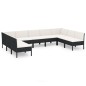 vidaXL Set Divani da Giardino 9 pz con Cuscini in Polyrattan Nero vidaXL Set Divani da Giardino 9 pz con Cuscini in Polyrattan Nero