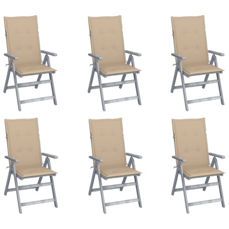 vidaXL Sedie da Giardino Reclinabili 6 pz con Cuscini Massello Acacia