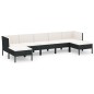 vidaXL Set Divani da Giardino 7 pz con Cuscini in Polyrattan Nero