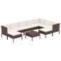 vidaXL Set Divani da Giardino 10 pz con Cuscini in Polyrattan Marrone vidaXL Set Divani da Giardino 10 pz con Cuscini in Polyrattan Marrone