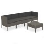 vidaXL Set Divani da Giardino 5 pz con Cuscini in Polyrattan Grigio