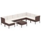 vidaXL Set Divani da Giardino 9 pz con Cuscini in Polyrattan Marrone vidaXL Set Divani da Giardino 9 pz con Cuscini in Polyrattan Marrone