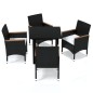vidaXL Set da Pranzo per Giardino 5 pz con Cuscini Polyrattan Nero