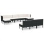 vidaXL Set Divani da Giardino 10 pz con Cuscini in Polyrattan Nero vidaXL Set Divani da Giardino 10 pz con Cuscini in Polyrattan Nero