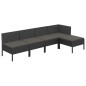 vidaXL Set Divani da Giardino 5 pz con Cuscini in Polyrattan Nero vidaXL Set Divani da Giardino 5 pz con Cuscini in Polyrattan Nero