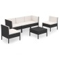 vidaXL Set Divani da Giardino 6 pz con Cuscini in Polyrattan Nero vidaXL Set Divani da Giardino 6 pz con Cuscini in Polyrattan Nero