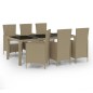 vidaXL Set Mobili da Pranzo Giardino 7 pz con Cuscini Polyrattan Beige vidaXL Set Mobili da Pranzo Giardino 7 pz con Cuscini Polyrattan Beige