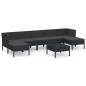 vidaXL Set Divani da Giardino 8 pz con Cuscini in Polyrattan Nero vidaXL Set Divani da Giardino 8 pz con Cuscini in Polyrattan Nero