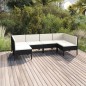 vidaXL Set Divani da Giardino 6 pz con Cuscini in Polyrattan Nero vidaXL Set Divani da Giardino 6 pz con Cuscini in Polyrattan Nero