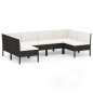 vidaXL Set Divani da Giardino 6 pz con Cuscini in Polyrattan Nero vidaXL Set Divani da Giardino 6 pz con Cuscini in Polyrattan Nero