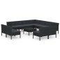 vidaXL Set Divani da Giardino 12 pz con Cuscini in Polyrattan Nero vidaXL Set Divani da Giardino 12 pz con Cuscini in Polyrattan Nero
