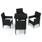 vidaXL Set da Pranzo per Giardino 5 pz con Cuscini in Polyrattan Nero vidaXL Set da Pranzo per Giardino 5 pz con Cuscini in Polyrattan Nero