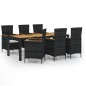 vidaXL Set da Pranzo da Giardino 7 pz con Cuscini in Polyrattan Nero vidaXL Set da Pranzo da Giardino 7 pz con Cuscini in Polyrattan Nero