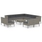 vidaXL Set Divani da Giardino 12 pz con Cuscini in Polyrattan Grigio vidaXL Set Divani da Giardino 12 pz con Cuscini in Polyrattan Grigio