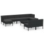 vidaXL Set Divani da Giardino 10 pz con Cuscini in Polyrattan Nero vidaXL Set Divani da Giardino 10 pz con Cuscini in Polyrattan Nero