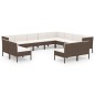 vidaXL Set Divani da Giardino 12 pz con Cuscini in Polyrattan Marrone vidaXL Set Divani da Giardino 12 pz con Cuscini in Polyrattan Marrone